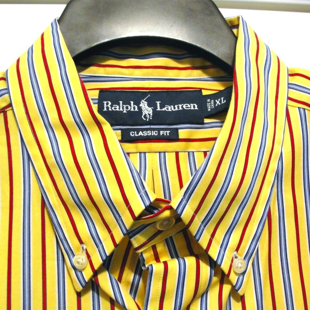 Polo LS XL Classic Fit Yellow Blue Red White.